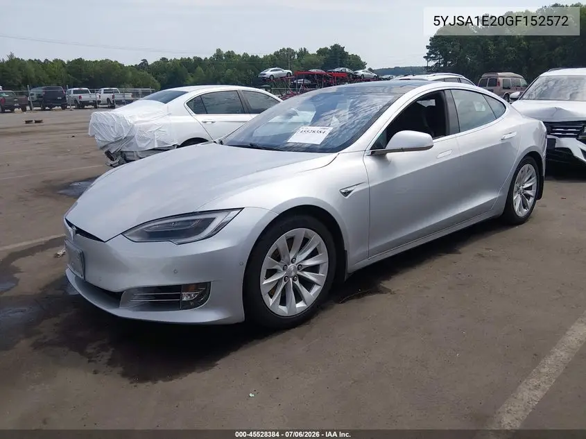 2016 Tesla Model S 60D/70D/75D/85D/90D VIN: 5YJSA1E20GF152572 Lot: 45528384