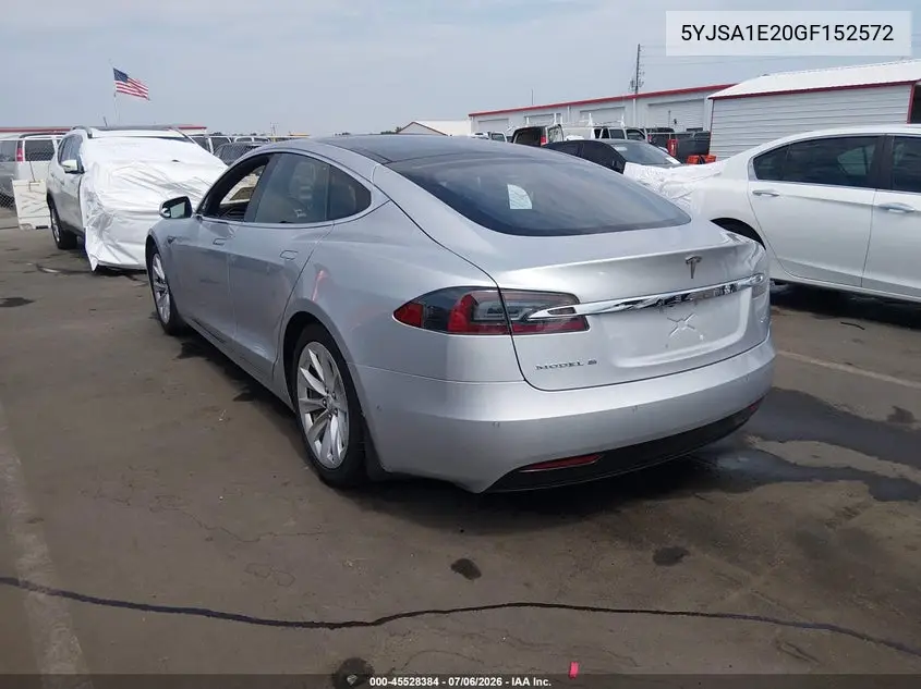 2016 Tesla Model S 60D/70D/75D/85D/90D VIN: 5YJSA1E20GF152572 Lot: 45528384