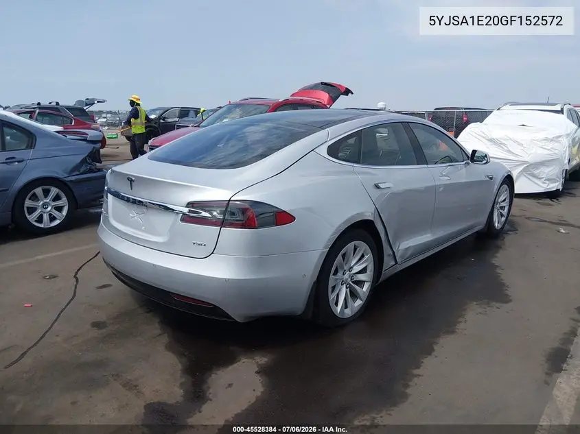 2016 Tesla Model S 60D/70D/75D/85D/90D VIN: 5YJSA1E20GF152572 Lot: 45528384