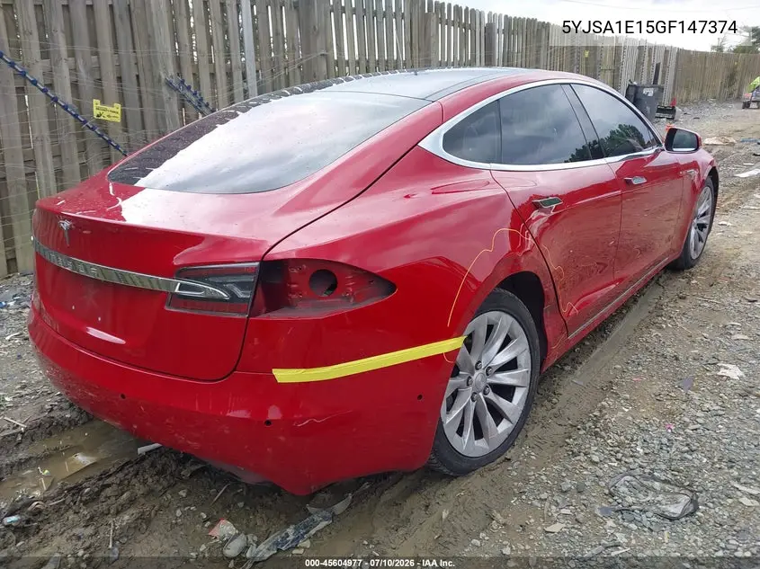 2016 Tesla Model S 60/70/75/85 VIN: 5YJSA1E15GF147374 Lot: 45604977
