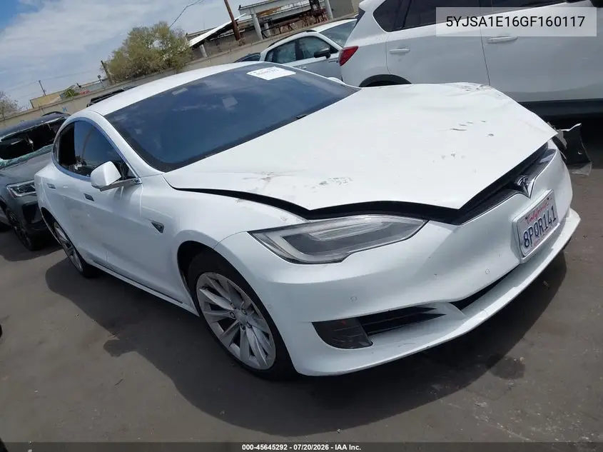 2016 Tesla Model S 60/70/75/85 VIN: 5YJSA1E16GF160117 Lot: 45645292