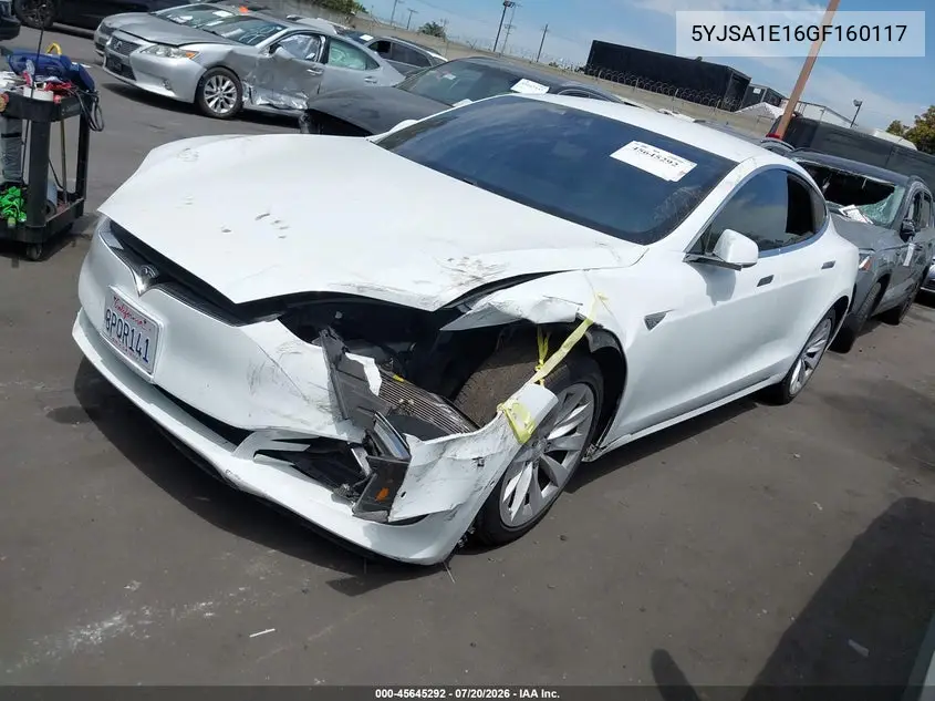 2016 Tesla Model S 60/70/75/85 VIN: 5YJSA1E16GF160117 Lot: 45645292