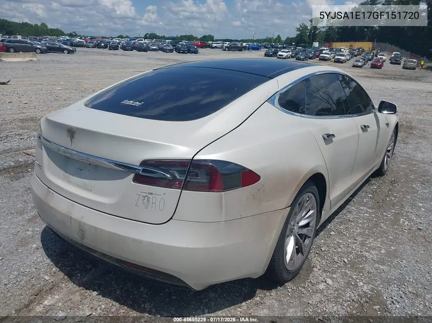 2016 Tesla Model S 60/70/75/85 VIN: 5YJSA1E17GF151720 Lot: 45655229