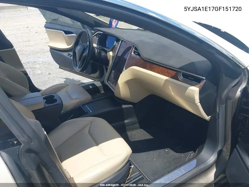 2016 Tesla Model S 60/70/75/85 VIN: 5YJSA1E17GF151720 Lot: 45655229