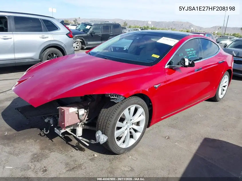 2017 Tesla Model S 100D/60D/75D/90D/P100D VIN: 5YJSA1E27HF208198 Lot: 45367693