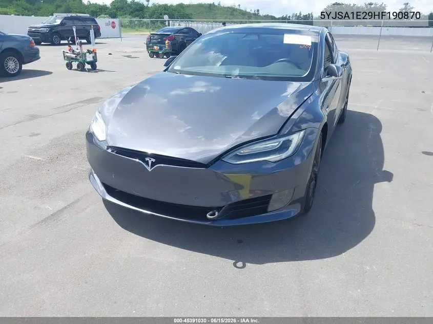 2017 Tesla Model S 100D/60D/75D/90D/P100D VIN: 5YJSA1E29HF190870 Lot: 45391030