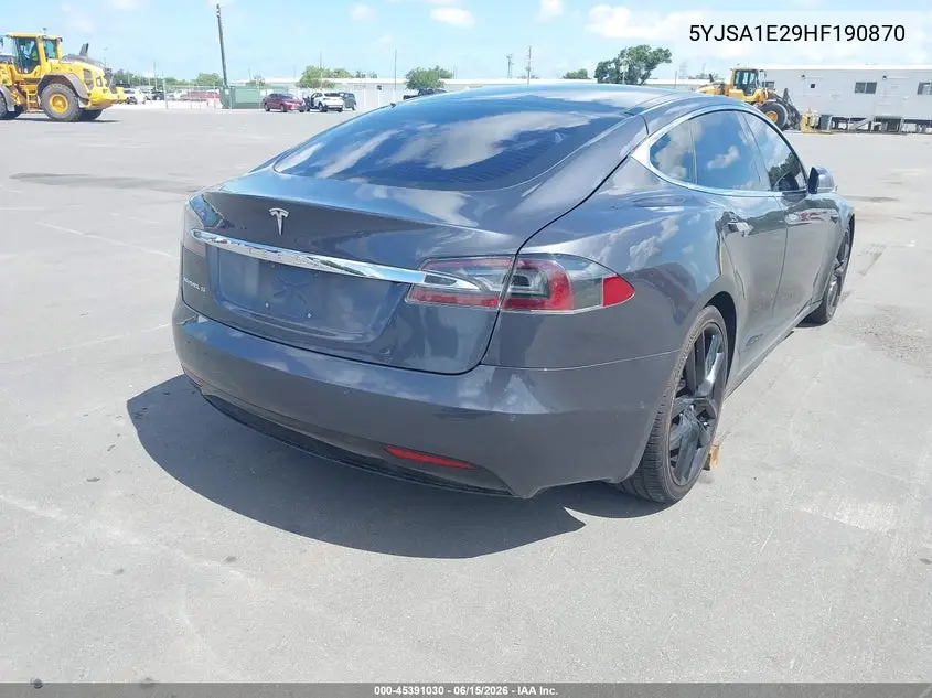 2017 Tesla Model S 100D/60D/75D/90D/P100D VIN: 5YJSA1E29HF190870 Lot: 45391030
