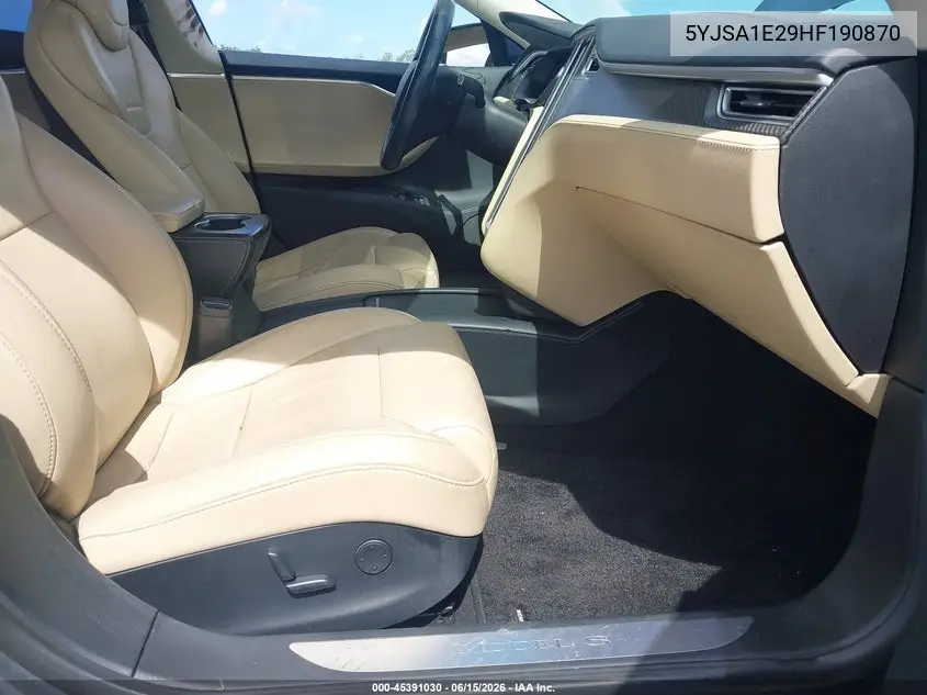 2017 Tesla Model S 100D/60D/75D/90D/P100D VIN: 5YJSA1E29HF190870 Lot: 45391030