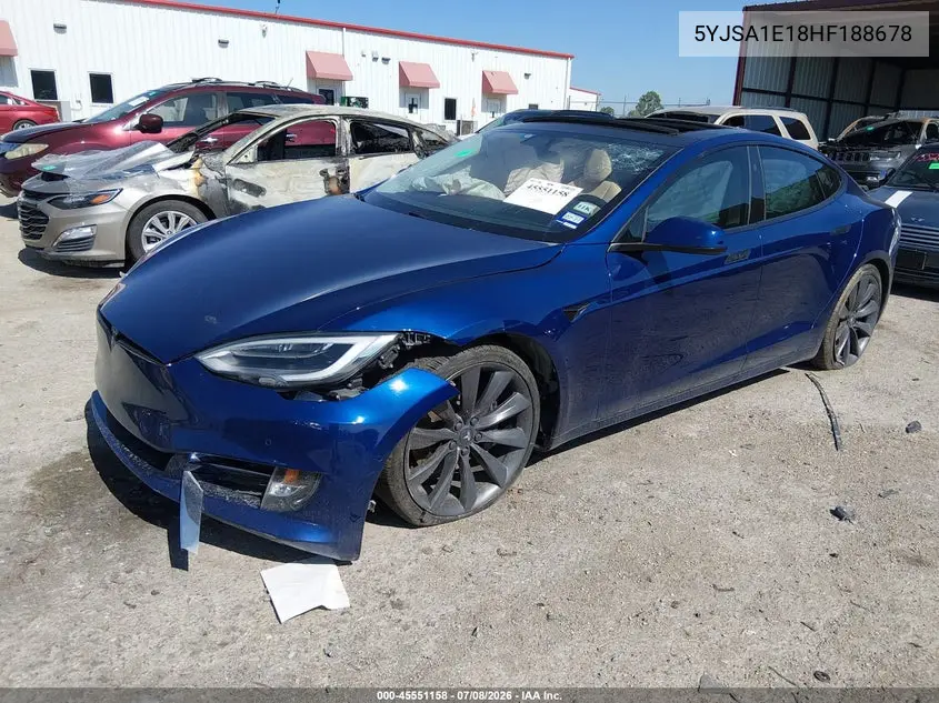 2017 Tesla Model S 60/75 VIN: 5YJSA1E18HF188678 Lot: 45551158