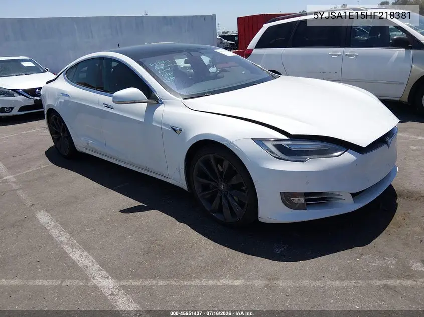 2017 Tesla Model S 60/75 VIN: 5YJSA1E15HF218381 Lot: 45651437