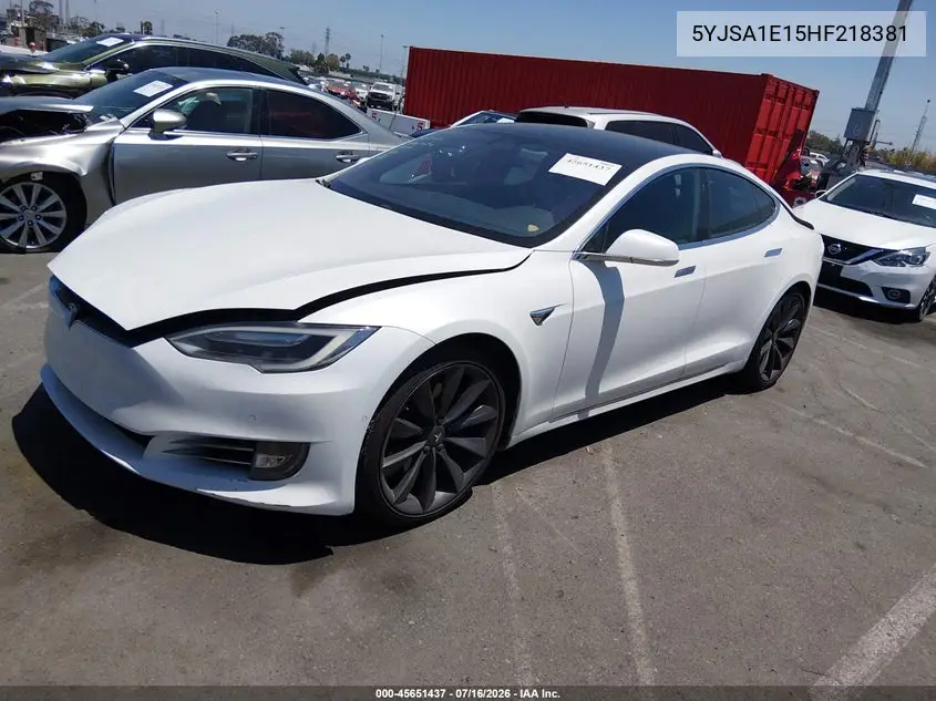 2017 Tesla Model S 60/75 VIN: 5YJSA1E15HF218381 Lot: 45651437
