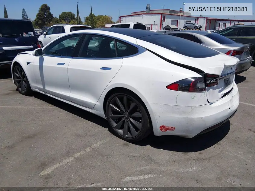 2017 Tesla Model S 60/75 VIN: 5YJSA1E15HF218381 Lot: 45651437