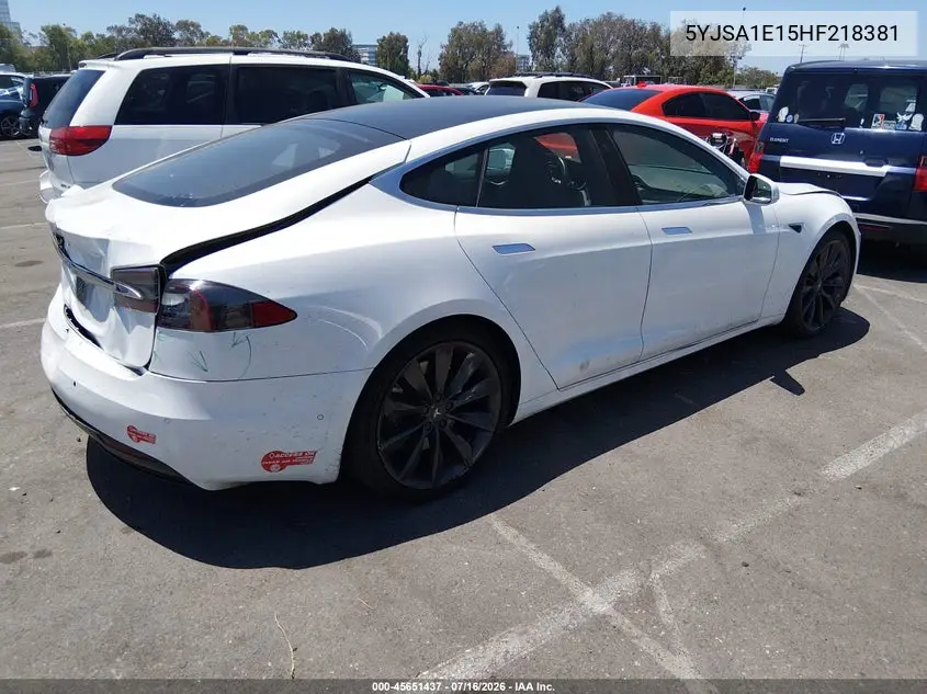 2017 Tesla Model S 60/75 VIN: 5YJSA1E15HF218381 Lot: 45651437