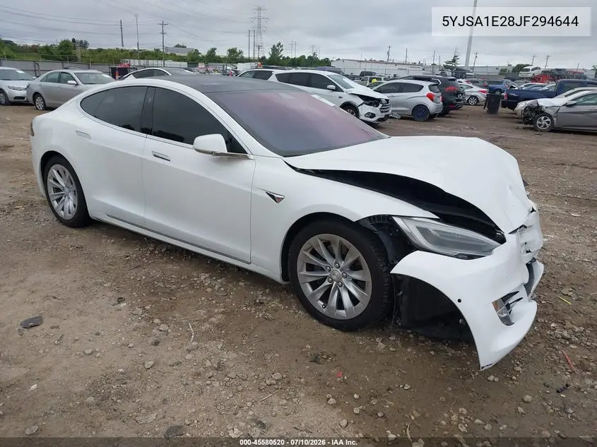2018 Tesla Model S 100D/75D/P100D VIN: 5YJSA1E28JF294644 Lot: 45580520
