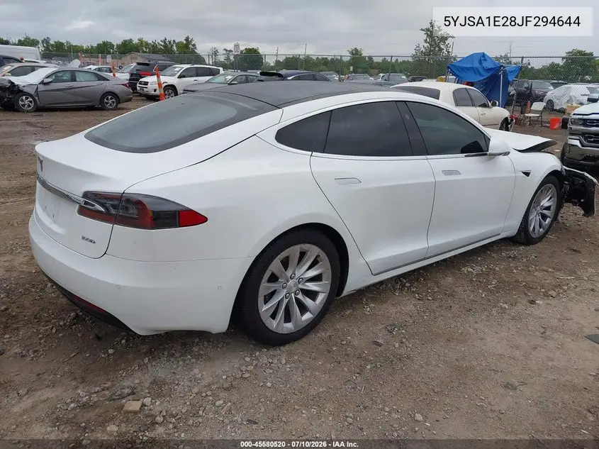 2018 Tesla Model S 100D/75D/P100D VIN: 5YJSA1E28JF294644 Lot: 45580520