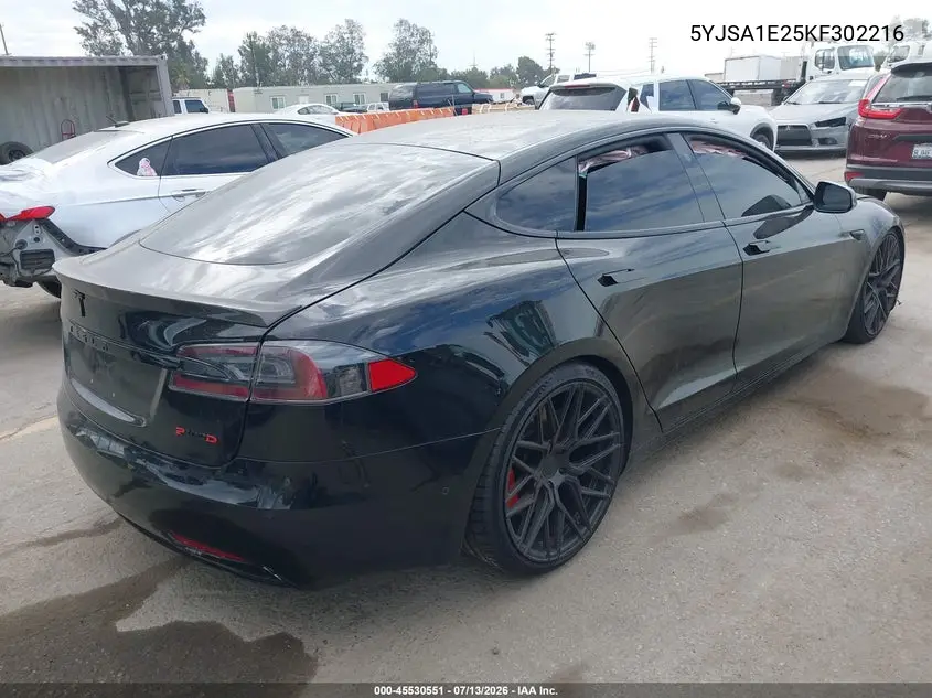 2019 Tesla Model S 100D/75D/Long Range/Standard Range VIN: 5YJSA1E25KF302216 Lot: 45530551