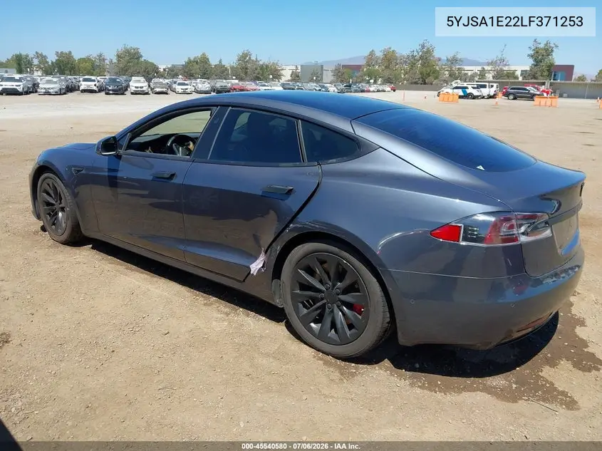 2020 Tesla Model S Long Range Dual Motor All-Wheel Drive/Long Range Plus Dual Motor All-Wheel Drive VIN: 5YJSA1E22LF371253 Lot: 45540580