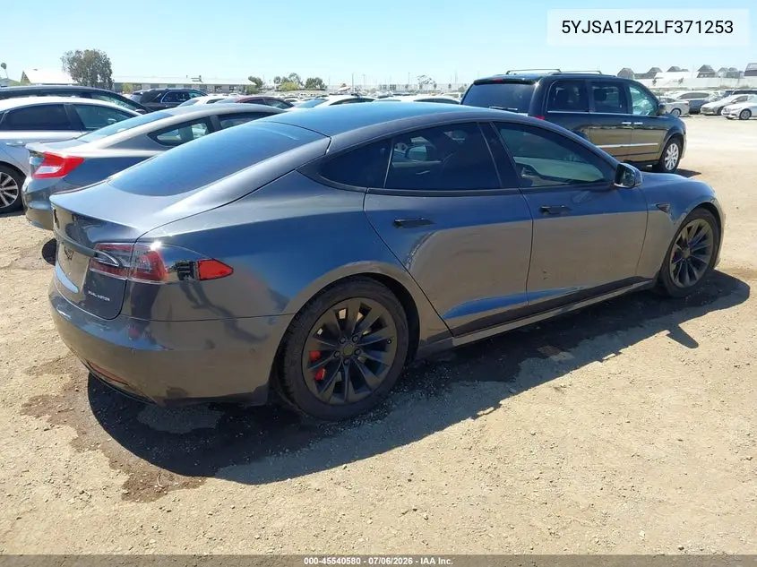 2020 Tesla Model S Long Range Dual Motor All-Wheel Drive/Long Range Plus Dual Motor All-Wheel Drive VIN: 5YJSA1E22LF371253 Lot: 45540580