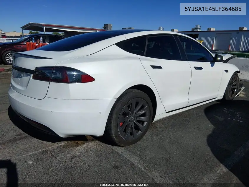 2020 Tesla Model S Performance Dual Motor All-Wheel Drive VIN: 5YJSA1E45LF364685 Lot: 45554873