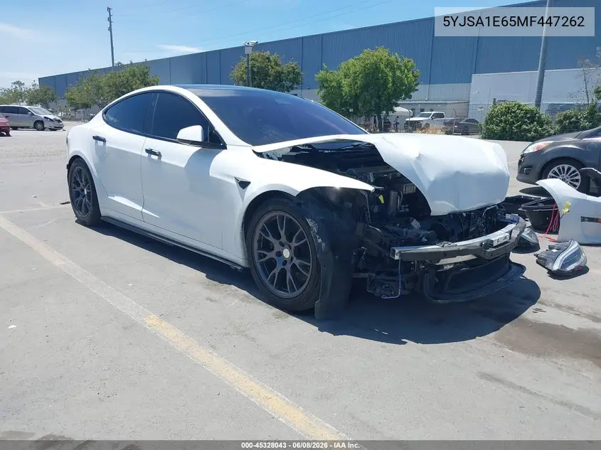2021 Tesla Model S Plaid Tri Motor All-Wheel Drive VIN: 5YJSA1E65MF447262 Lot: 45328043