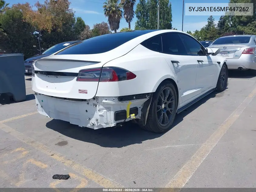 2021 Tesla Model S Plaid Tri Motor All-Wheel Drive VIN: 5YJSA1E65MF447262 Lot: 45328043