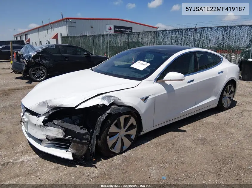 2021 Tesla Model S Long Range Dual Motor All-Wheel Drive/Long Range Plus Dual Motor All-Wheel Drive VIN: 5YJSA1E22MF419187 Lot: 45328555