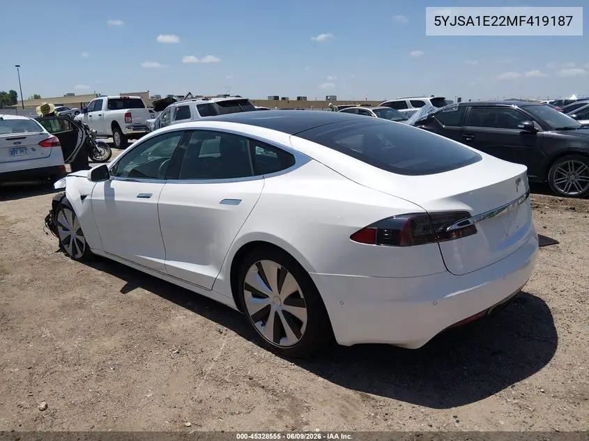 2021 Tesla Model S Long Range Dual Motor All-Wheel Drive/Long Range Plus Dual Motor All-Wheel Drive VIN: 5YJSA1E22MF419187 Lot: 45328555