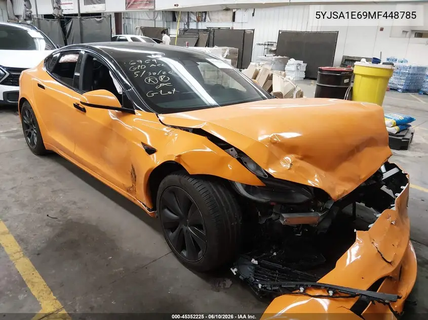 2021 Tesla Model S Plaid Tri Motor All-Wheel Drive VIN: 5YJSA1E69MF448785 Lot: 45352225