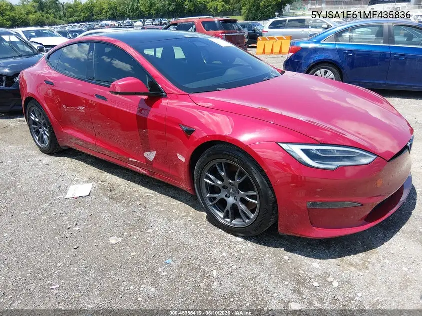 2021 Tesla Model S Plaid Tri Motor All-Wheel Drive VIN: 5YJSA1E61MF435836 Lot: 45356416