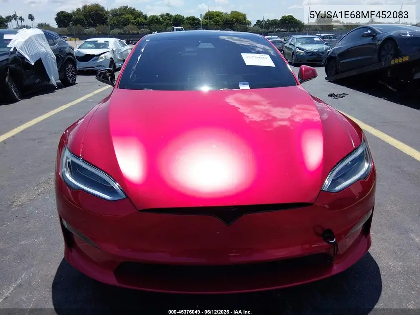 2021 Tesla Model S Plaid Tri Motor All-Wheel Drive VIN: 5YJSA1E68MF452083 Lot: 45376049