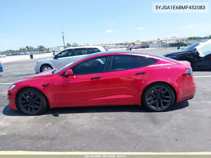 2021 Tesla Model S Plaid Tri Motor All-Wheel Drive VIN: 5YJSA1E68MF452083 Lot: 45376049