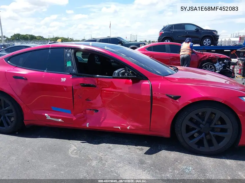 2021 Tesla Model S Plaid Tri Motor All-Wheel Drive VIN: 5YJSA1E68MF452083 Lot: 45376049