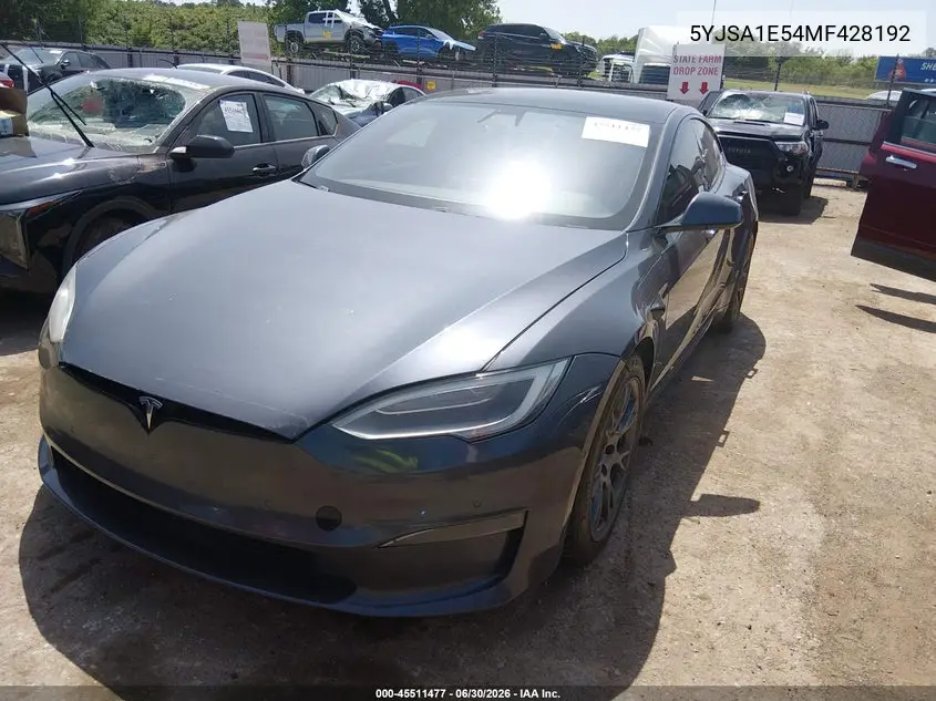 2021 Tesla Model S Long Range Dual Motor All-Wheel Drive VIN: 5YJSA1E54MF428192 Lot: 45511477