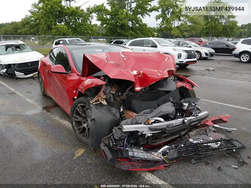 2021 Tesla Model S Long Range Dual Motor All-Wheel Drive VIN: 5YJSA1E53MF439944 Lot: 45580083
