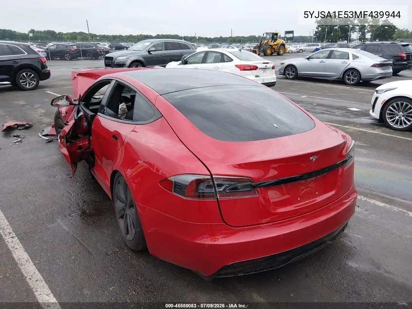 2021 Tesla Model S Long Range Dual Motor All-Wheel Drive VIN: 5YJSA1E53MF439944 Lot: 45580083