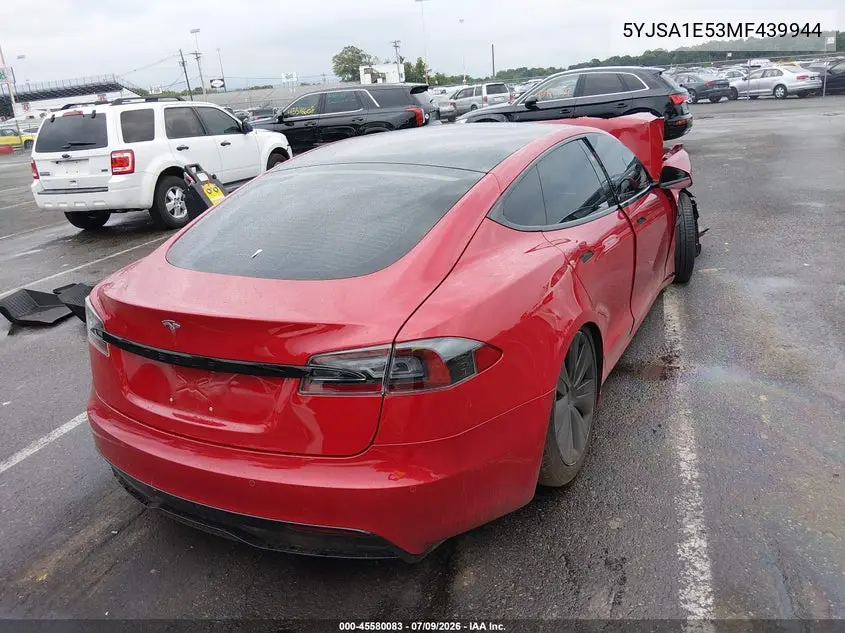 2021 Tesla Model S Long Range Dual Motor All-Wheel Drive VIN: 5YJSA1E53MF439944 Lot: 45580083