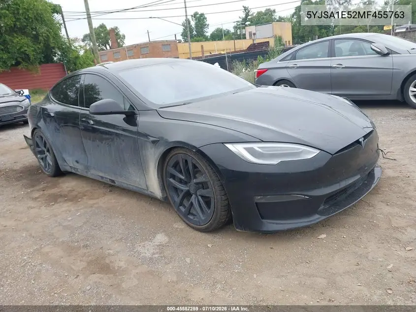 2021 Tesla Model S Long Range Dual Motor All-Wheel Drive VIN: 5YJSA1E52MF455763 Lot: 45587259
