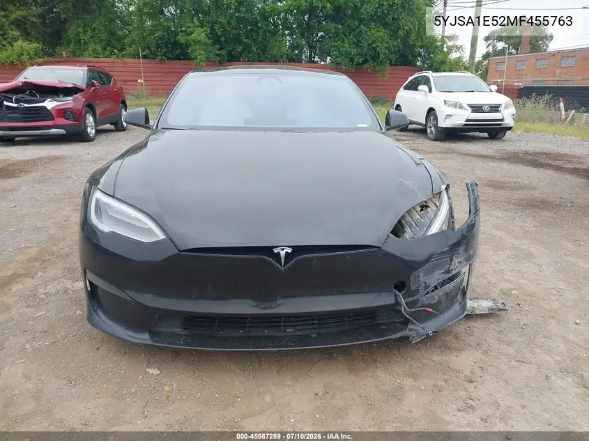 2021 Tesla Model S Long Range Dual Motor All-Wheel Drive VIN: 5YJSA1E52MF455763 Lot: 45587259