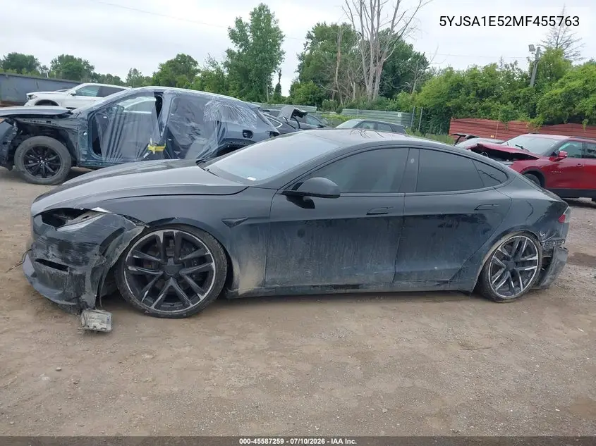 2021 Tesla Model S Long Range Dual Motor All-Wheel Drive VIN: 5YJSA1E52MF455763 Lot: 45587259