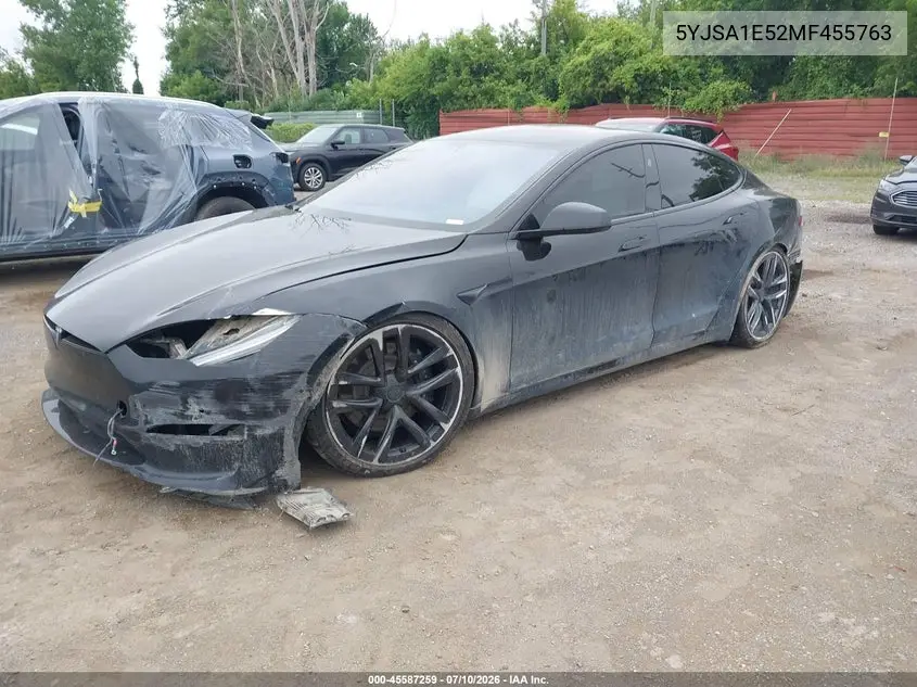 2021 Tesla Model S Long Range Dual Motor All-Wheel Drive VIN: 5YJSA1E52MF455763 Lot: 45587259