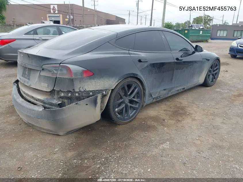 2021 Tesla Model S Long Range Dual Motor All-Wheel Drive VIN: 5YJSA1E52MF455763 Lot: 45587259