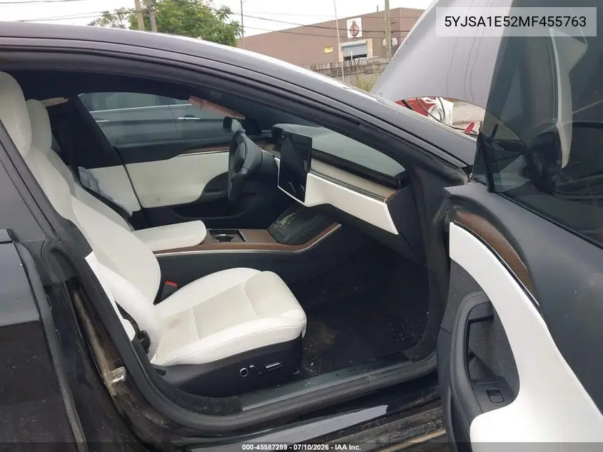 2021 Tesla Model S Long Range Dual Motor All-Wheel Drive VIN: 5YJSA1E52MF455763 Lot: 45587259
