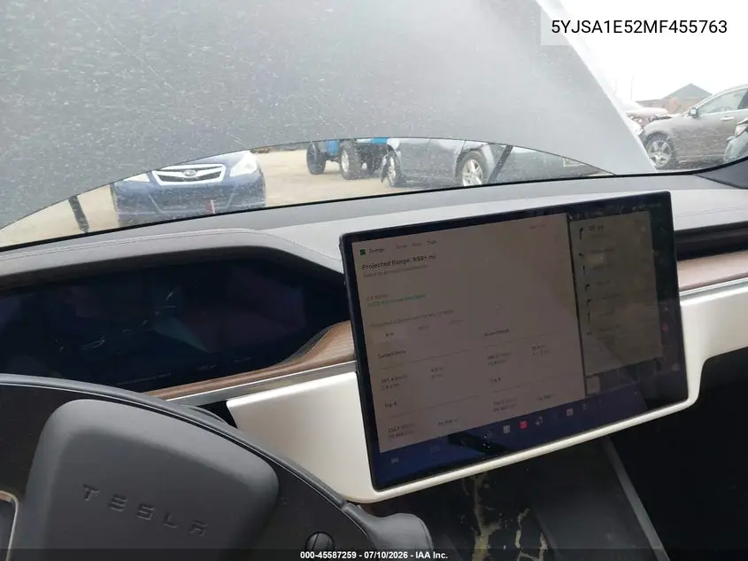 2021 Tesla Model S Long Range Dual Motor All-Wheel Drive VIN: 5YJSA1E52MF455763 Lot: 45587259