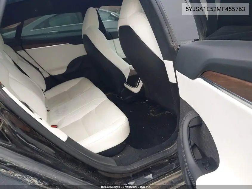 2021 Tesla Model S Long Range Dual Motor All-Wheel Drive VIN: 5YJSA1E52MF455763 Lot: 45587259