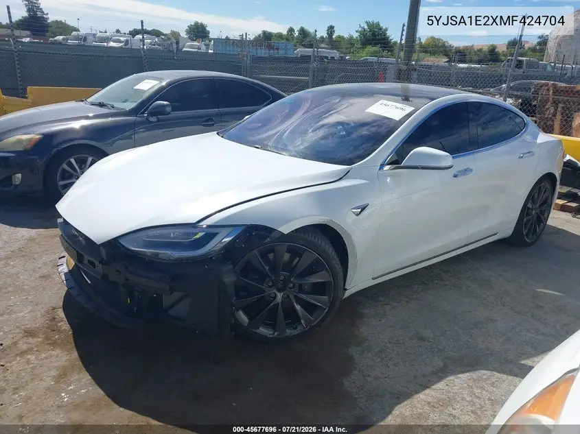 2021 Tesla Model S Long Range Dual Motor All-Wheel Drive/Long Range Plus Dual Motor All-Wheel Drive VIN: 5YJSA1E2XMF424704 Lot: 45677696