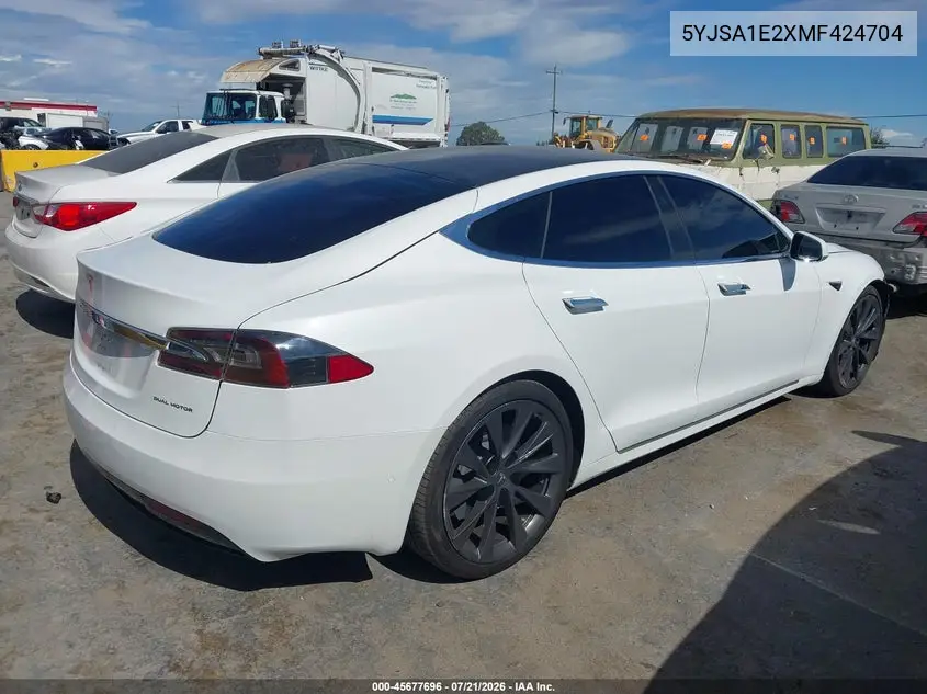 2021 Tesla Model S Long Range Dual Motor All-Wheel Drive/Long Range Plus Dual Motor All-Wheel Drive VIN: 5YJSA1E2XMF424704 Lot: 45677696