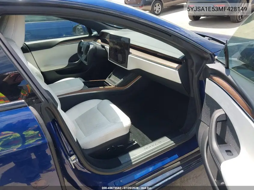 2021 Tesla Model S Long Range Dual Motor All-Wheel Drive VIN: 5YJSA1E53MF428149 Lot: 45678582