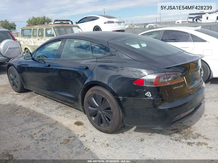 2021 Tesla Model S Long Range Dual Motor All-Wheel Drive VIN: 5YJSA1E54MF428239 Lot: 45679059