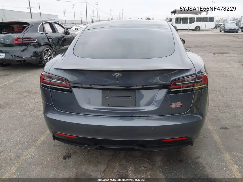 2022 Tesla Model S Plaid Tri Motor All-Wheel Drive VIN: 5YJSA1E66NF478229 Lot: 45517545