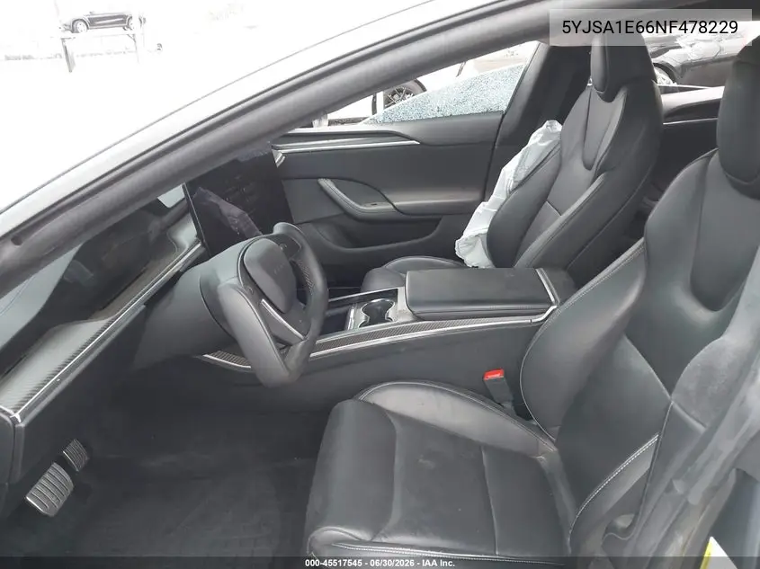 2022 Tesla Model S Plaid Tri Motor All-Wheel Drive VIN: 5YJSA1E66NF478229 Lot: 45517545